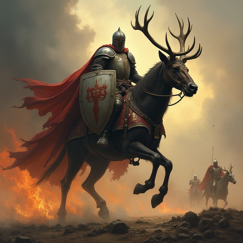 Epic Medieval Stag Knight Charges into Battle