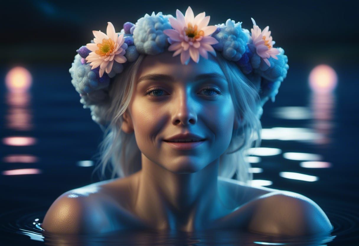 Norwegian Spectral Ghost with Flower Crown in Hyperrealism