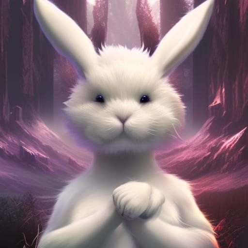 Fantastical White Bunny Matte Painting
