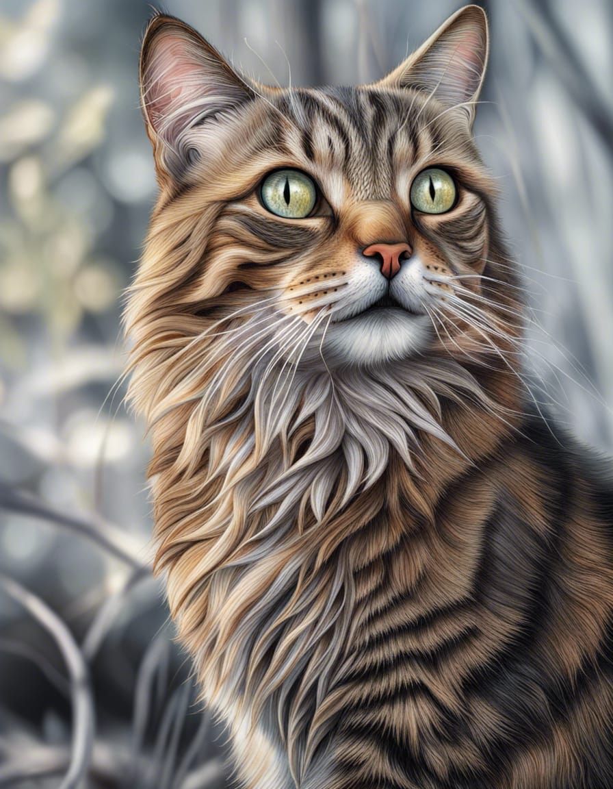 Mysterious Cat with Dryad Face in Woods