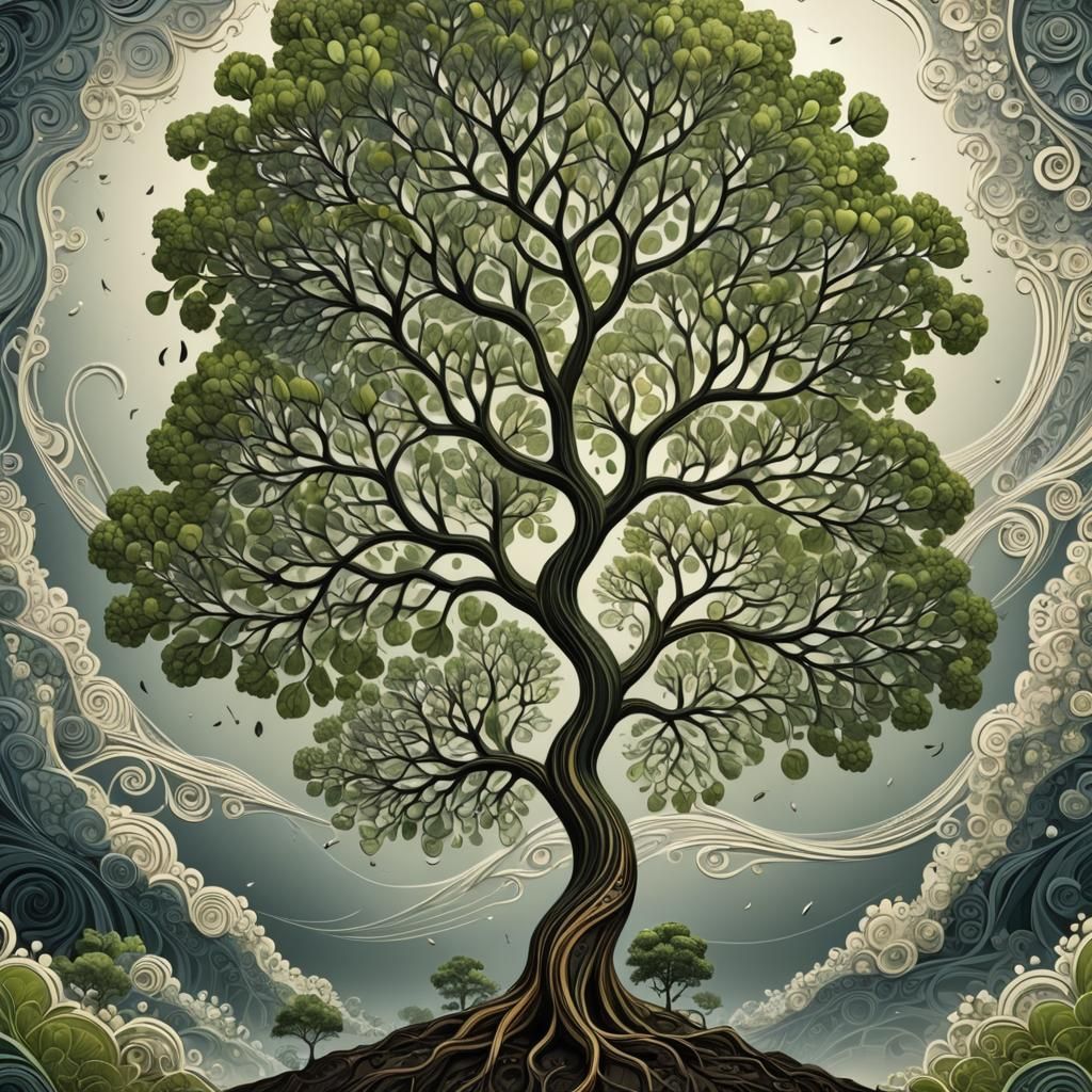 Tree Seedling Timelapse with Abstract Fractal Elements