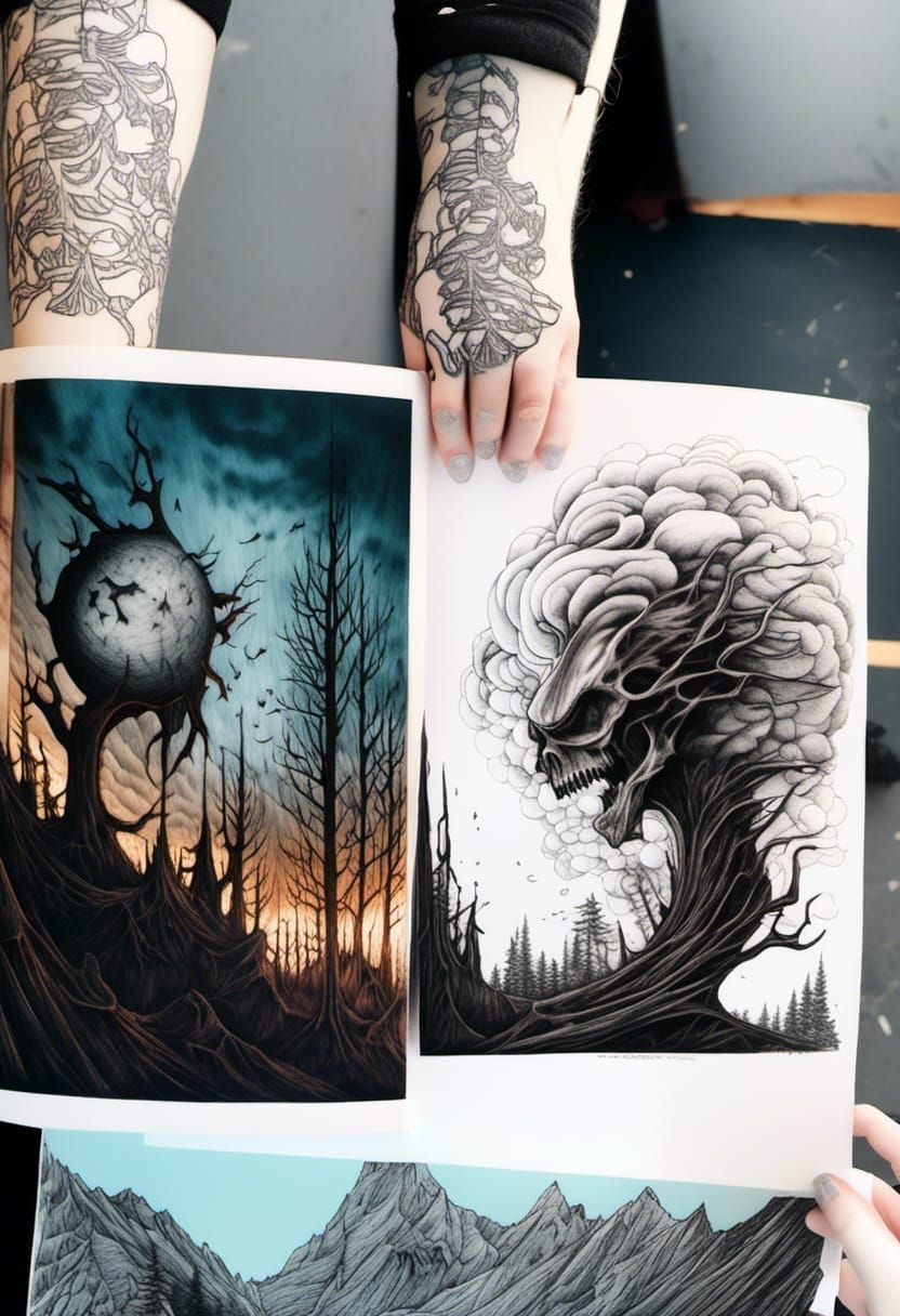 Detailed Graphite Pencil Drawing with Geometric Patterns