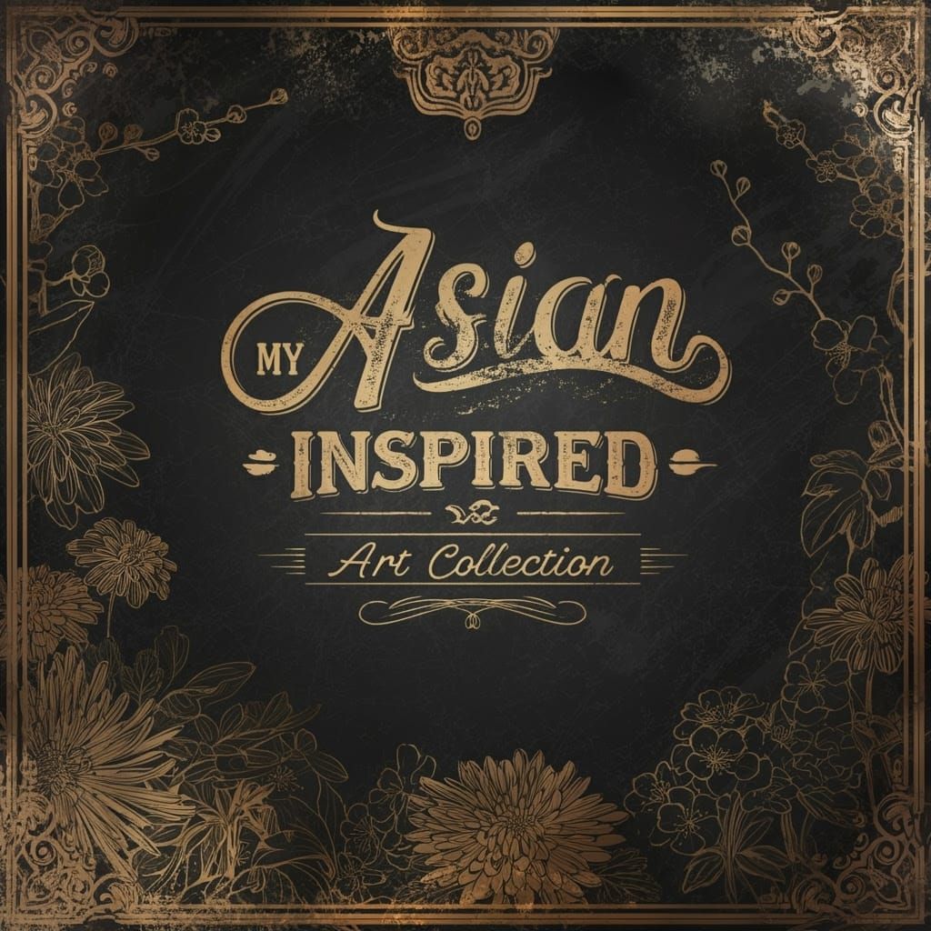 chalkboard (text:1.5) “my ASIAN INSPIRED - Art Collection”