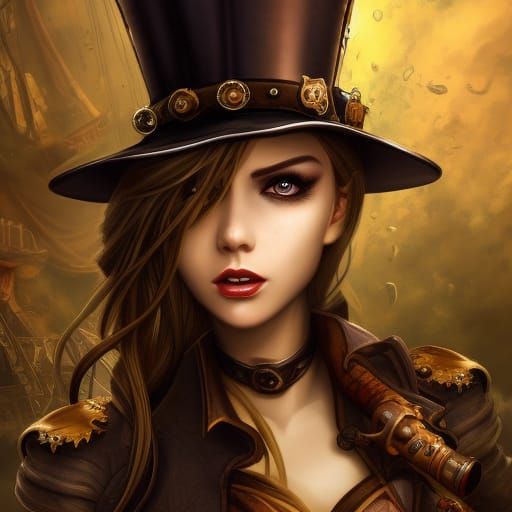 Steampunk Portrait in Hyperrealistic Splash Art Style
