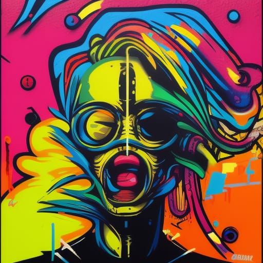 Colorful 8-bit Graffiti Street Art