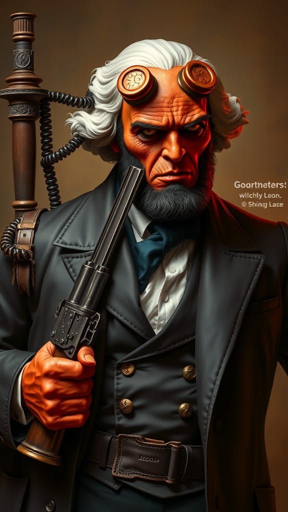 George Washington Meets Steampunk Hellboy and Abraham Lincol...