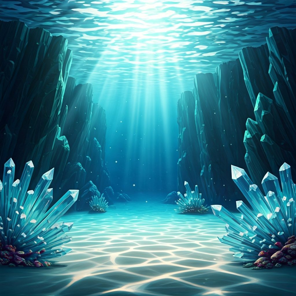 Surreal Underwater Canyon with Crystal Coral and Ice