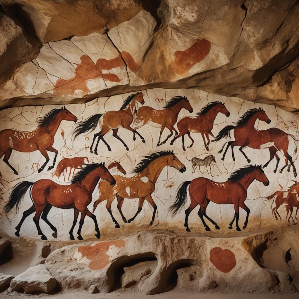 Neolithic Cave Painting of Horses