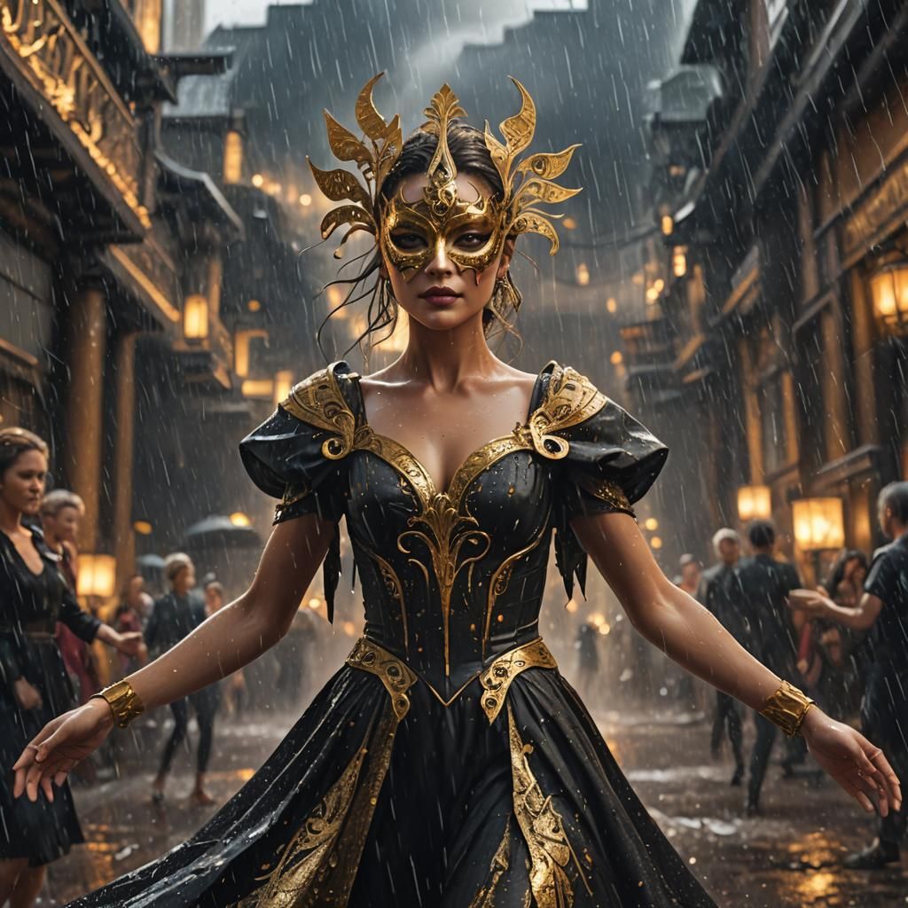 Masked Woman's Last Dance in Golden Rain
