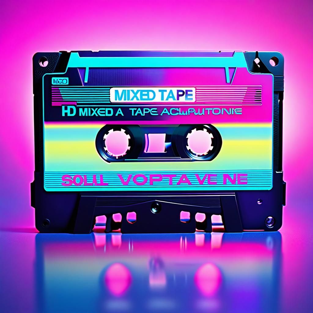 Vaporwave Cassette Tape: 80s Retro Airbrush Art