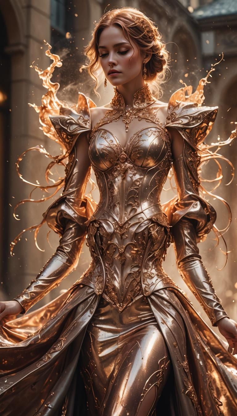 Rose Gold Metal Transformation in Epic Fantasy Art