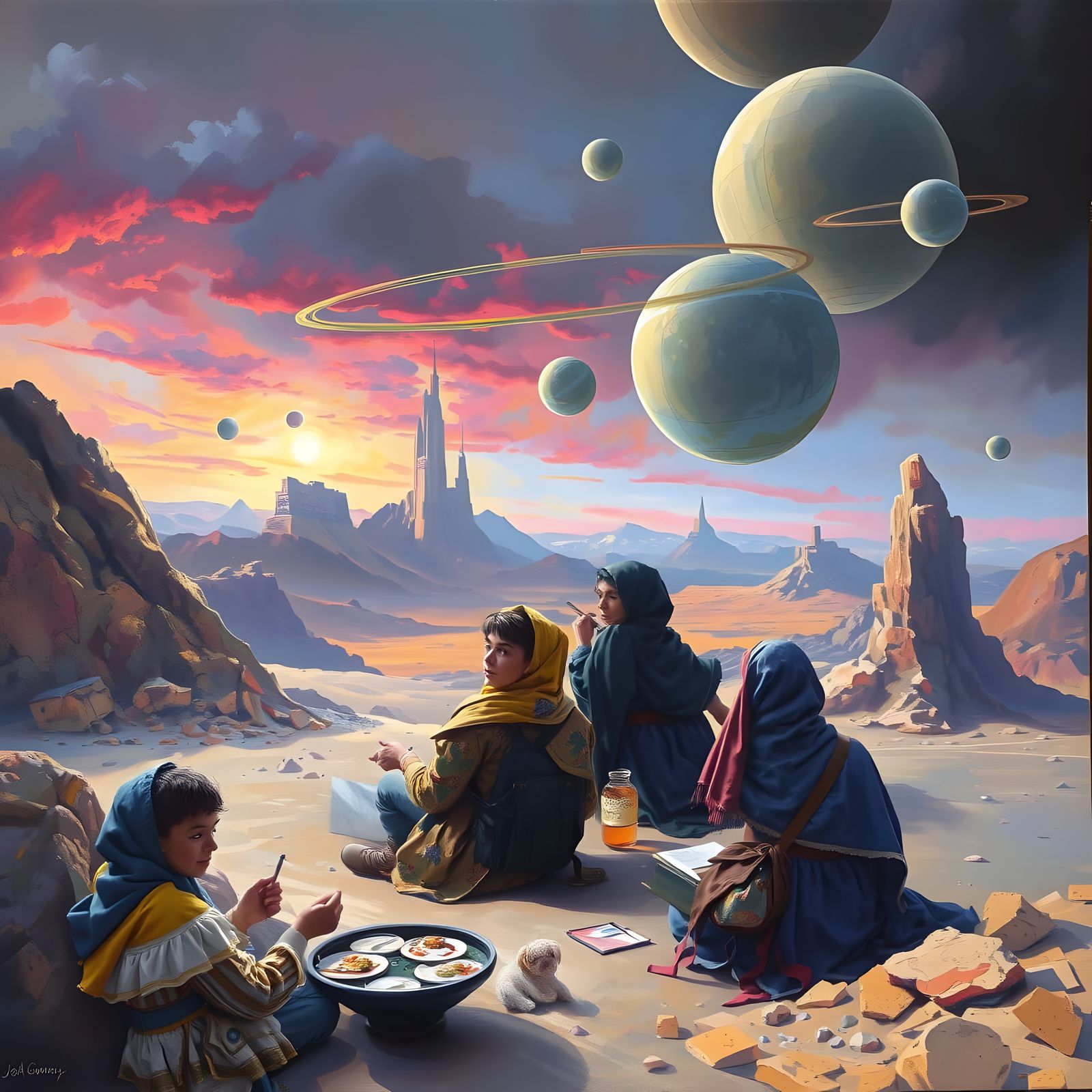 Cosmic Oil Painting of Alien World