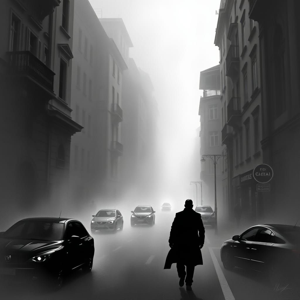 Eerie Fog Swallows Italian City in Graphic Black and White