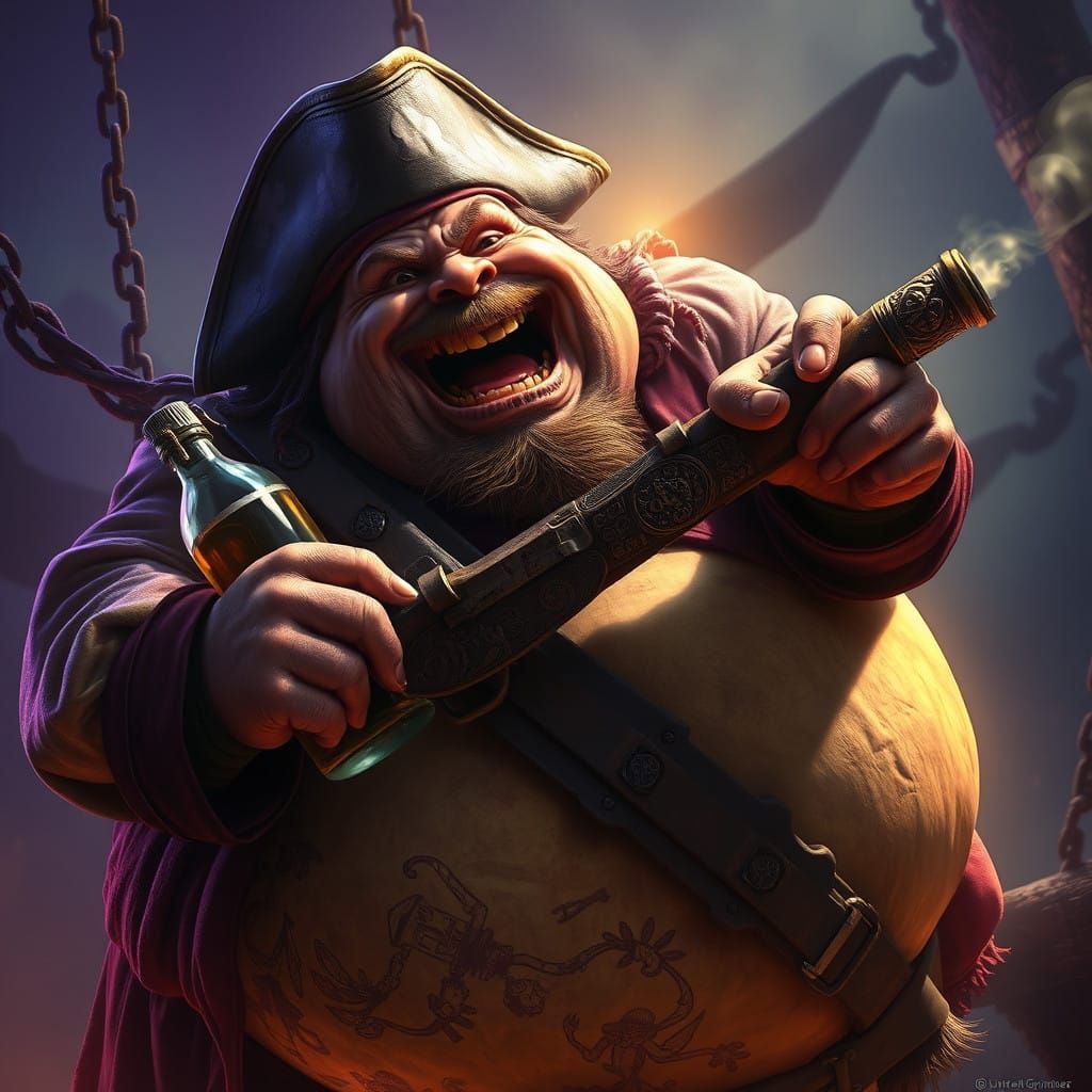 Grotesque Pirate in Dark Fantasy Glow