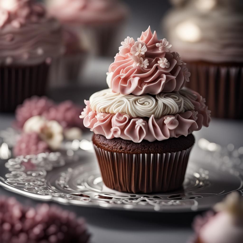 Elaborate Cupcake in Hyperrealistic Style