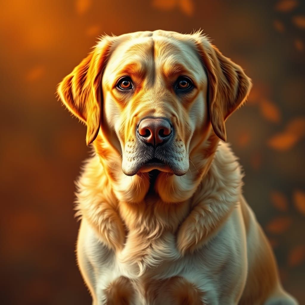 Majestic Yellow Labrador in Warm Autumn Hues