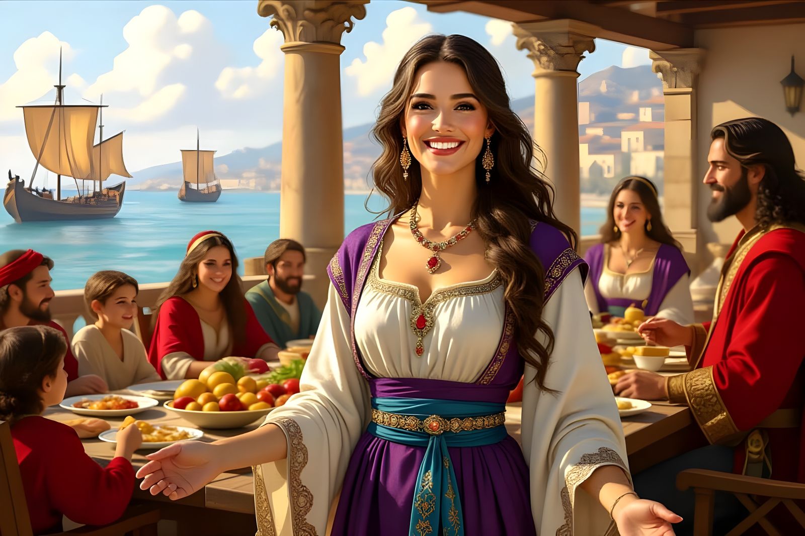 Renaissance Mother Welcomes Family in Prosperous Home