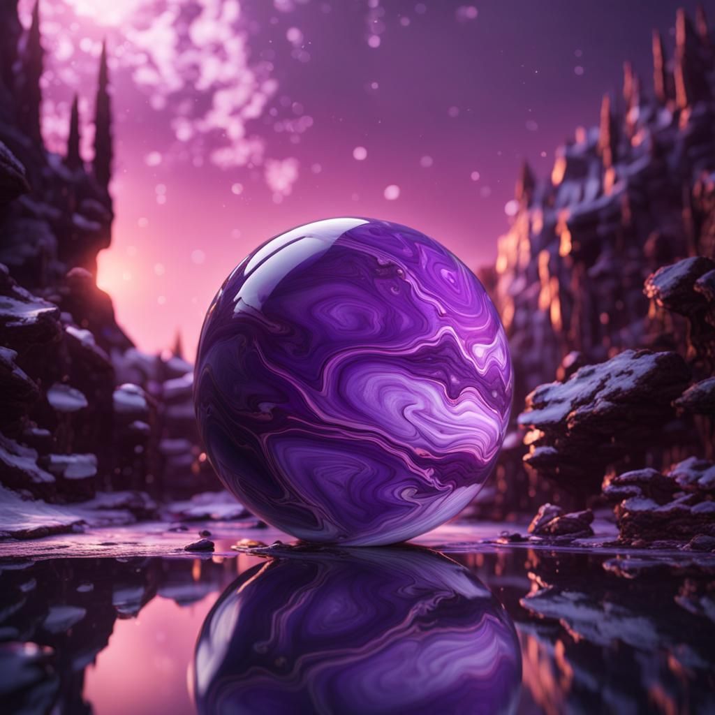 Purple Marble Glass Reflection: Detailed Digital Painting