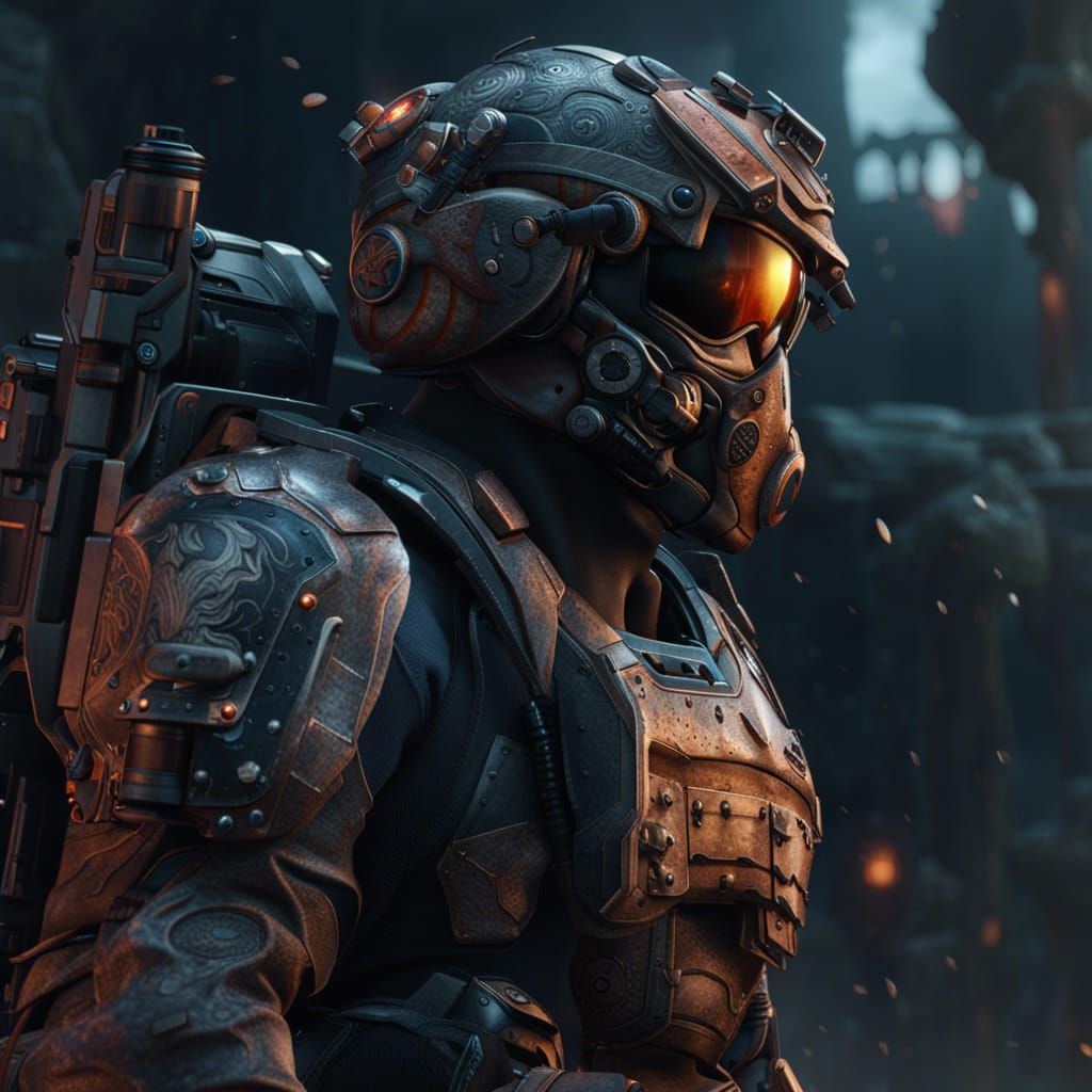 Next Gen Soldier in Detailed Matte Painting