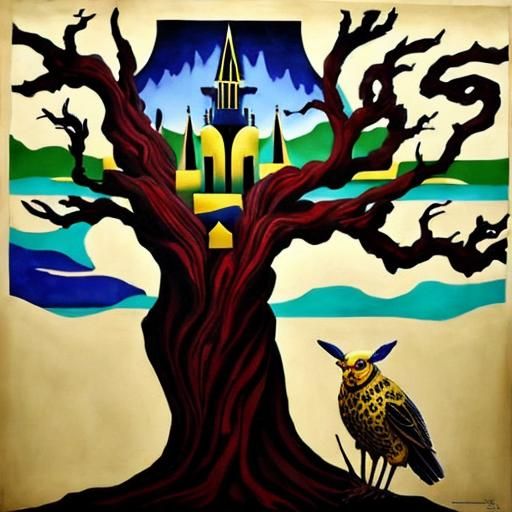 Surreal Expressionist Scene in Vivid Psychedelic Colors