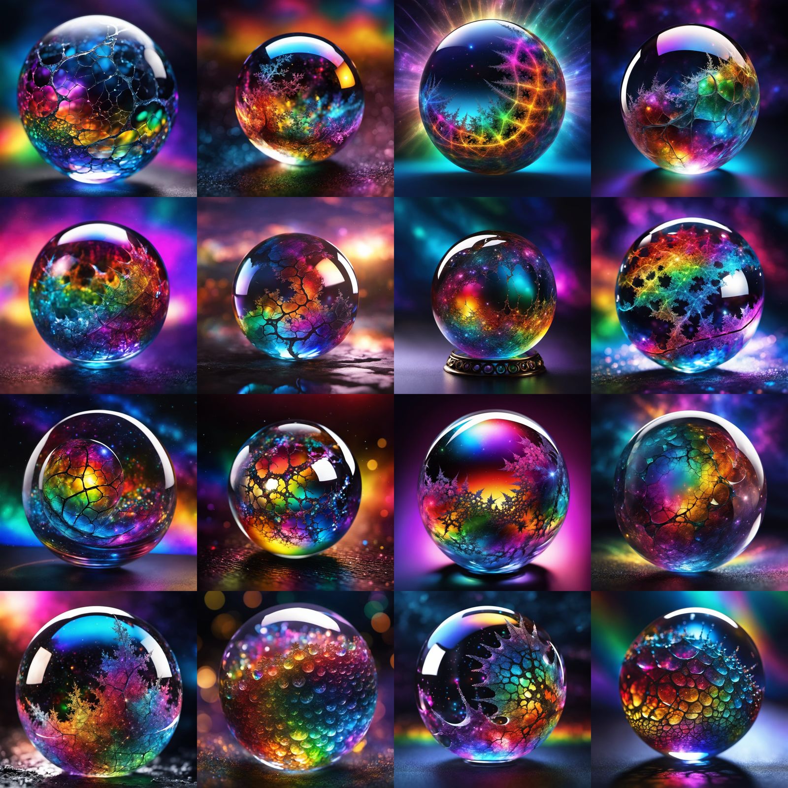 Rainbow Fractal Sphere in Anime Style