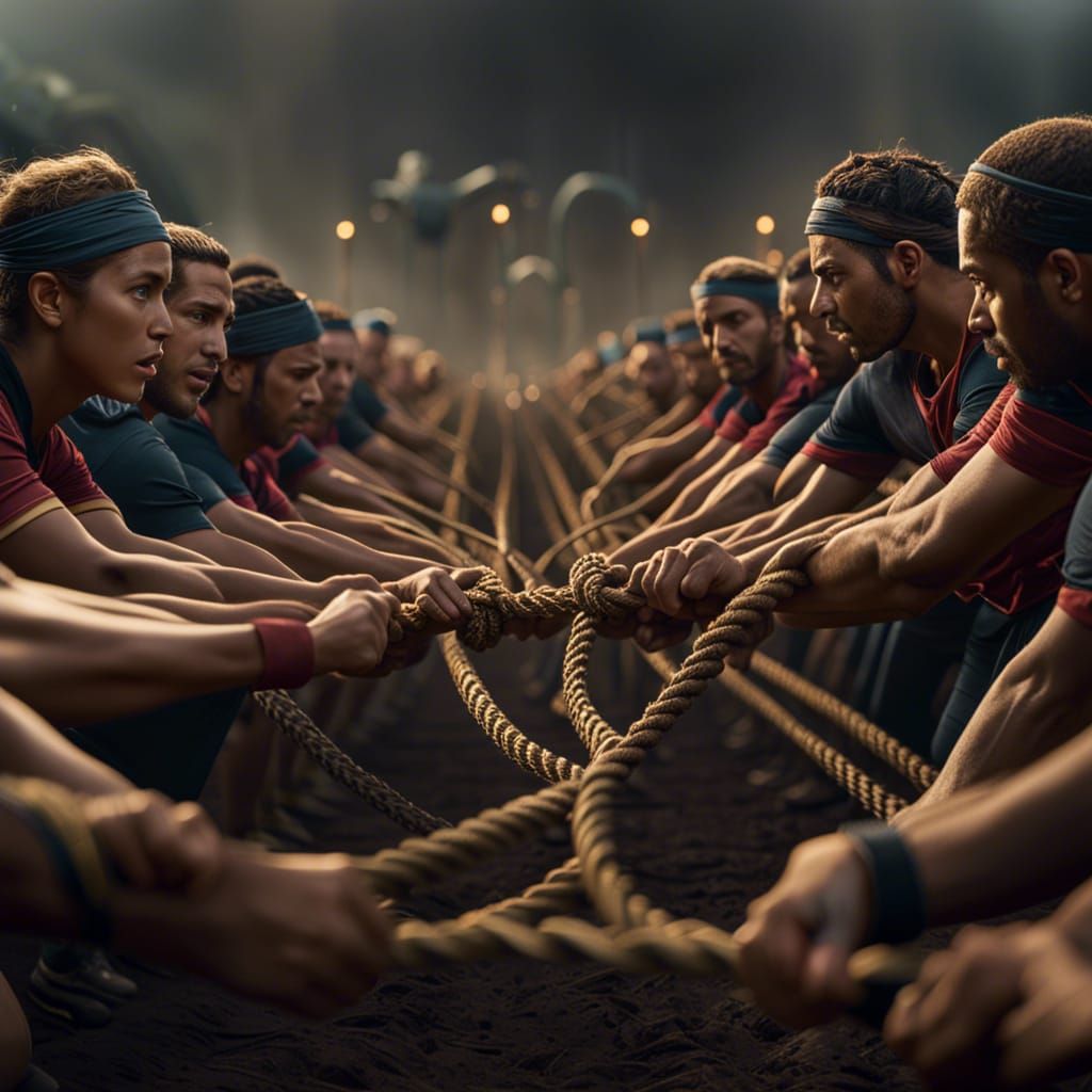 Epic Tug of War: Teamwork in Stunning Detail