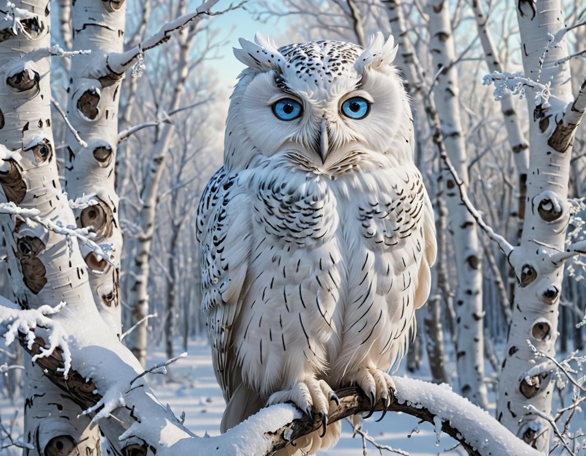 Icy Owl in Winter Wonderland Fantasy Concept Art