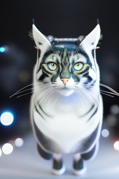 Mysterious Cat Portrait in Detailed Sci-Fi Style