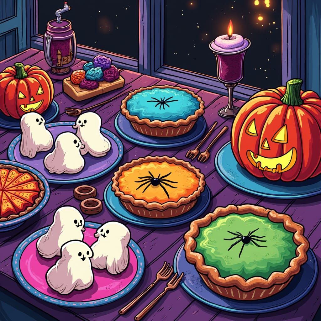 Halloween Snacks in Comic Book Style