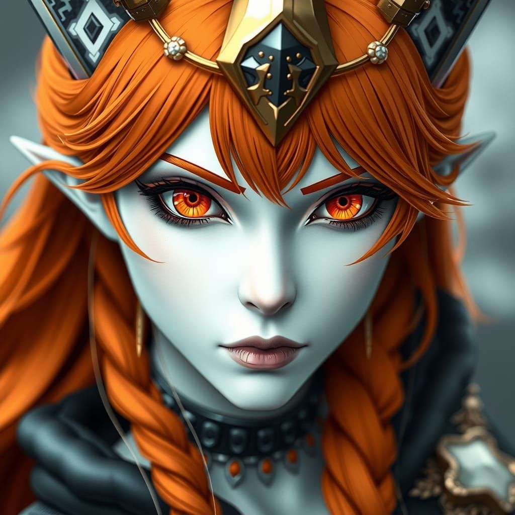 Ethereal Woman with Orange Hair, Digital Art