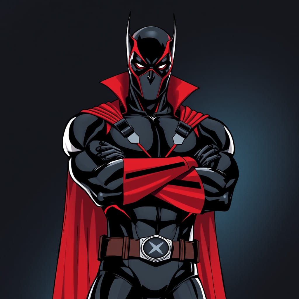 Charismatic Mutant Superhero in Iconic Black and Red Costume