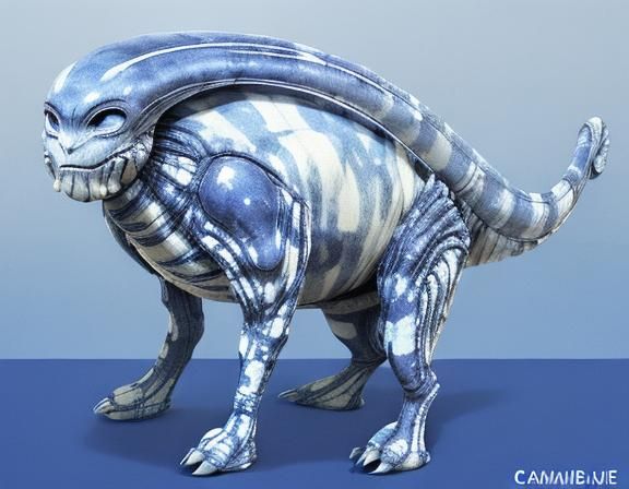 Camaïeu Blue and White Pottery with Alien Invasion