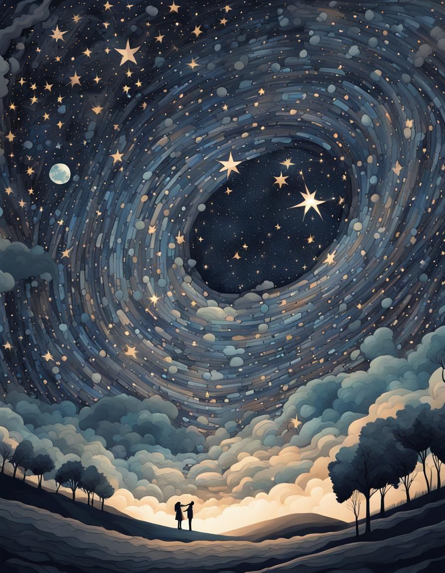Starry Night Sky Filled with Love