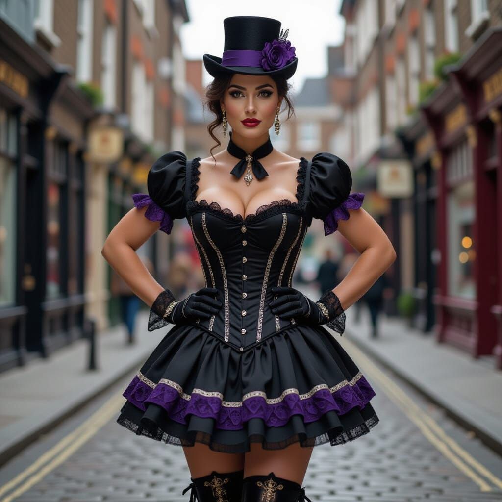 Egyptian Woman in Victorian Corset, London Street