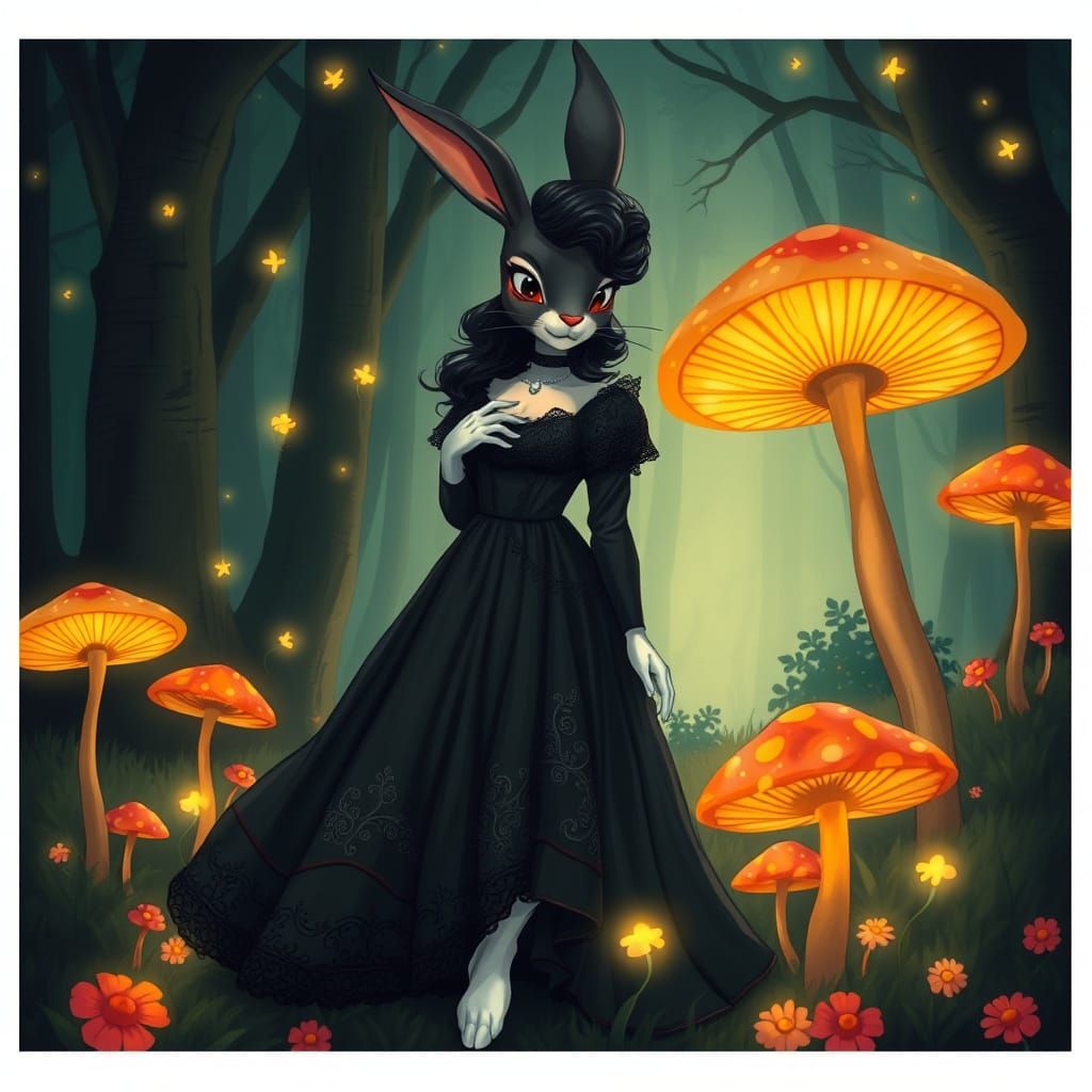 Elegant Rabbit in Mystical Forest