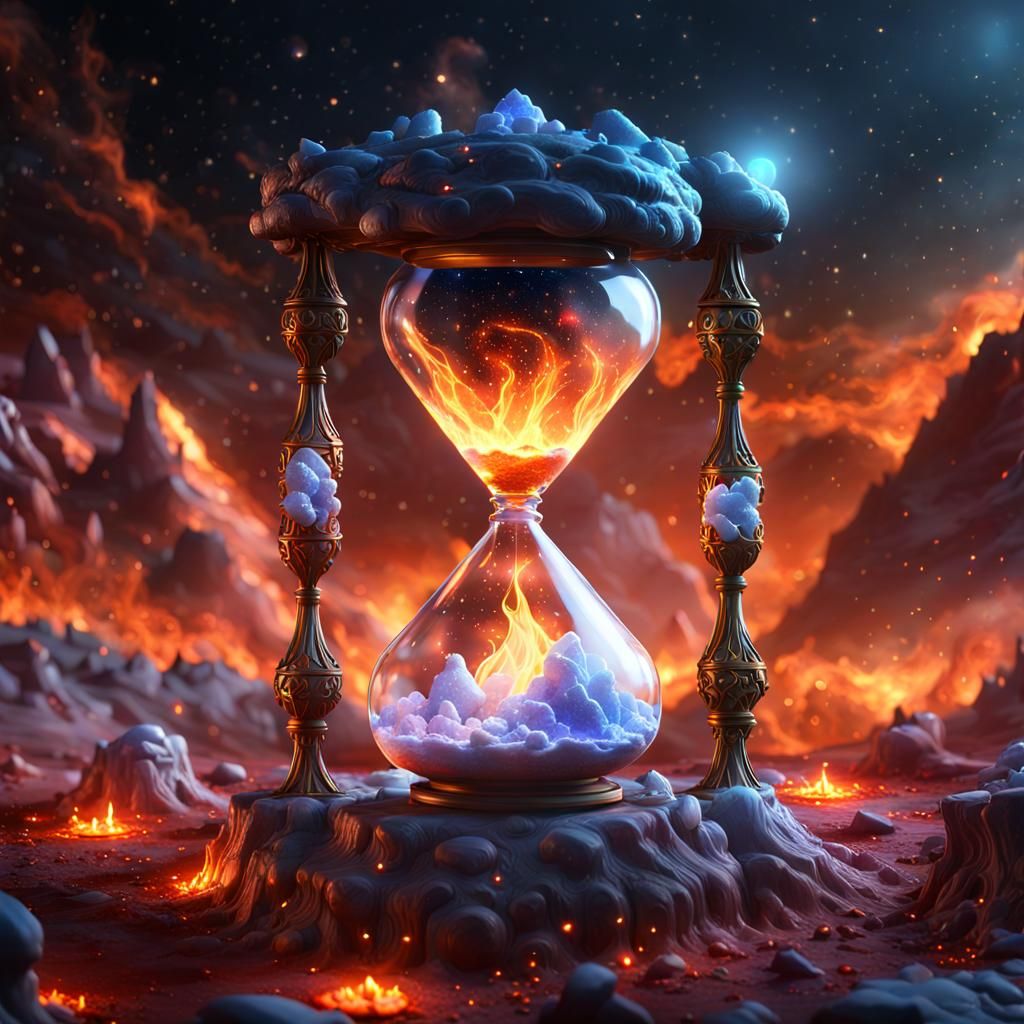 Ethereal Alien Hourglass with Galaxies and Stars