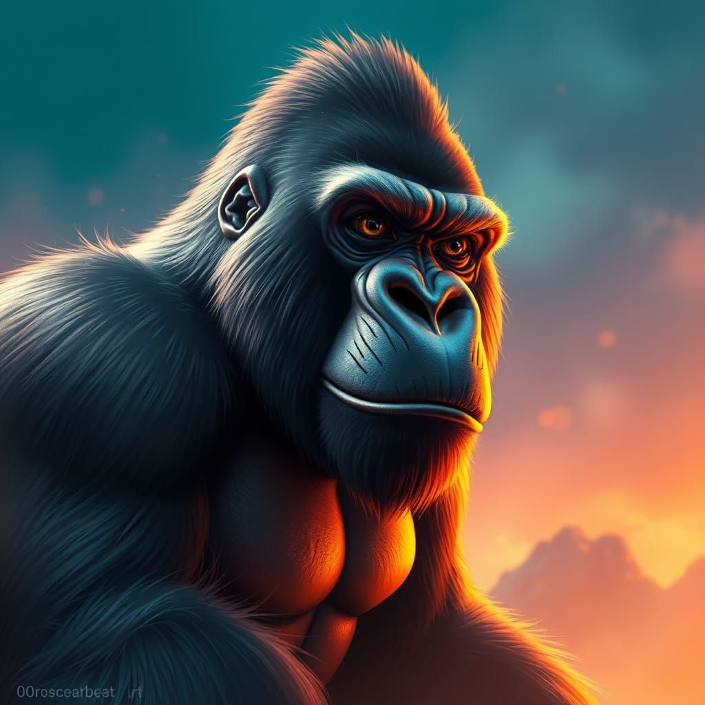 Hyperrealistic Anime Gorilla with Vibrant Colors and Dynamic...