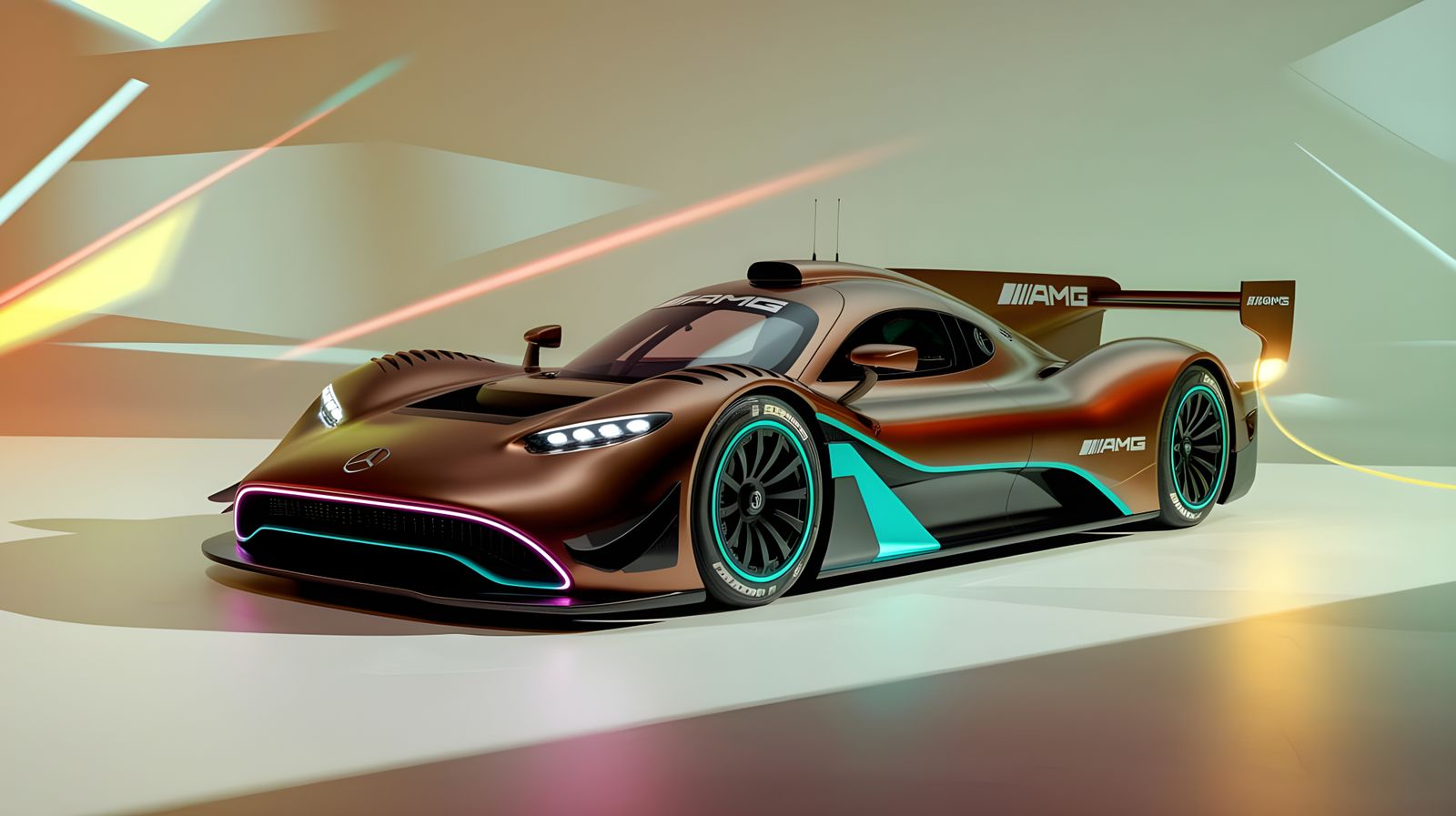 Sleek Mercedes AMG Vision Gran Turismo LMP1 in Futuristic St...