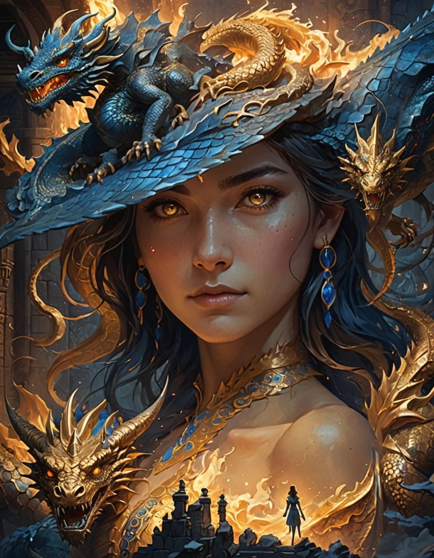 Woman and Dragon Fantasy Concept Art