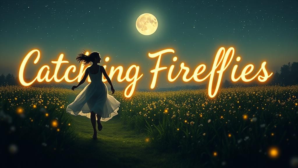 Silhouetted Couple Run Through Field at Dusk