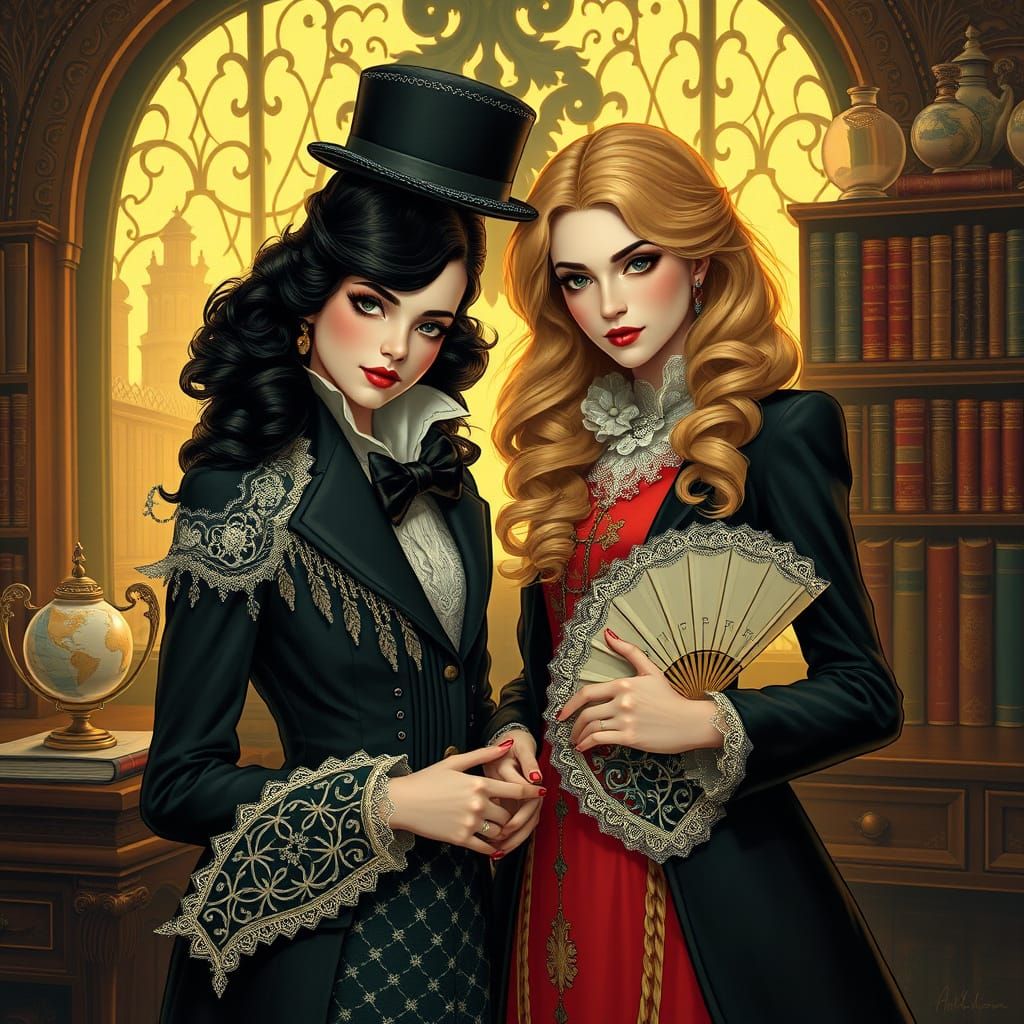 Sherlock Holmes and Doctor Watson as beautiful feminine women
