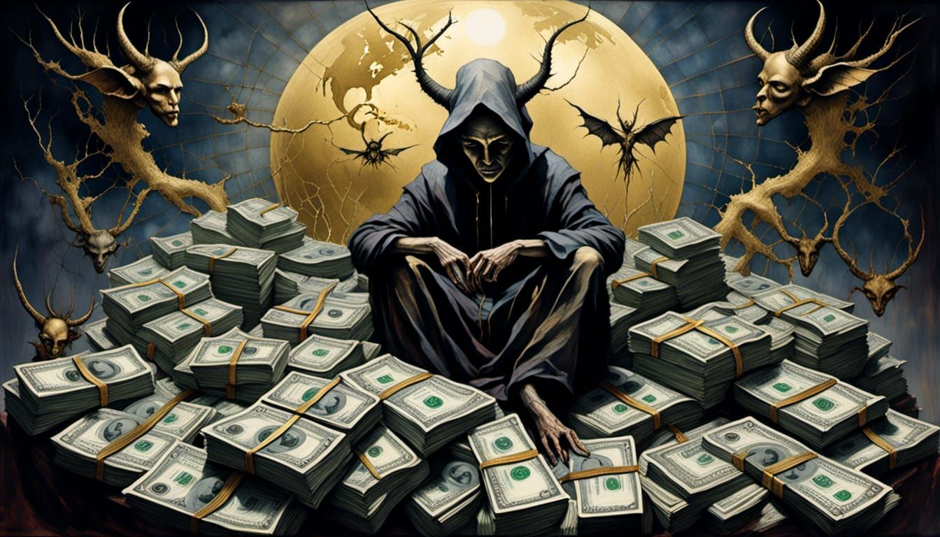 Illuminati Eye, Moon, and Devil Controlling Wealth