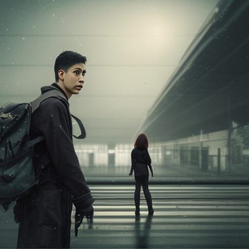 Farewell on the Platform: A Cinematic Digital Painting