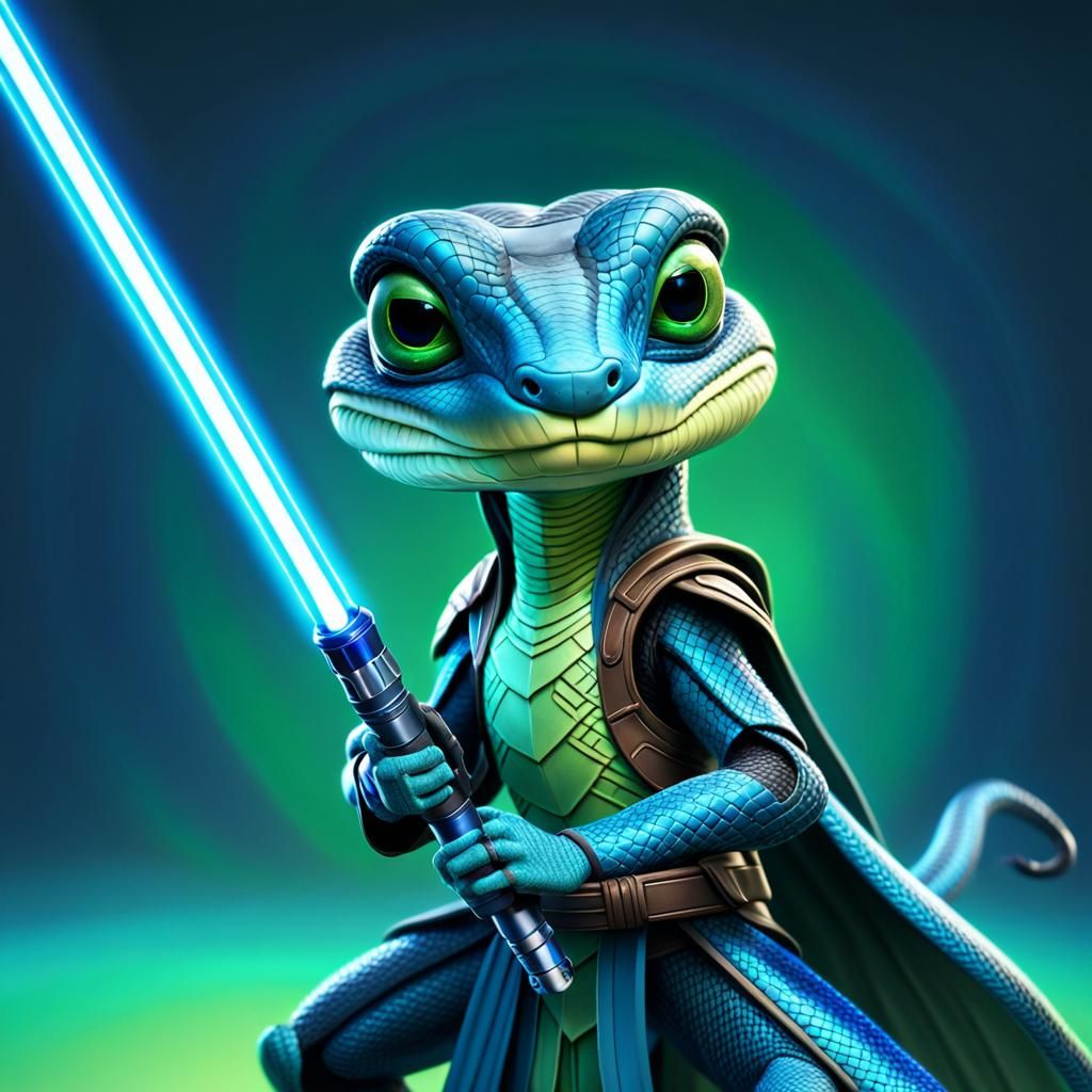 Garter Snake Jedi Knight in Pixar Style