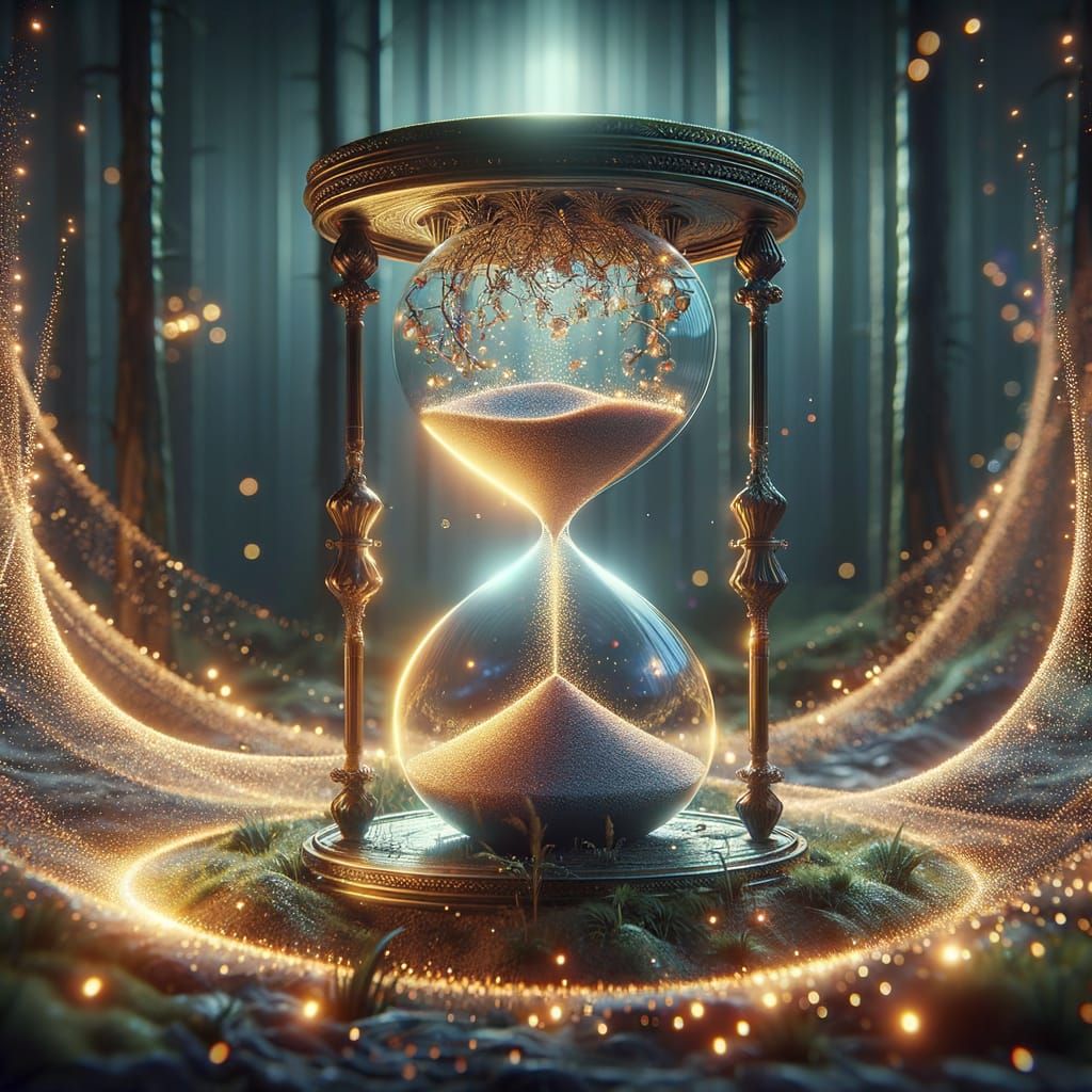 Epic Hourglass with Magical Forest Wake in 3D
