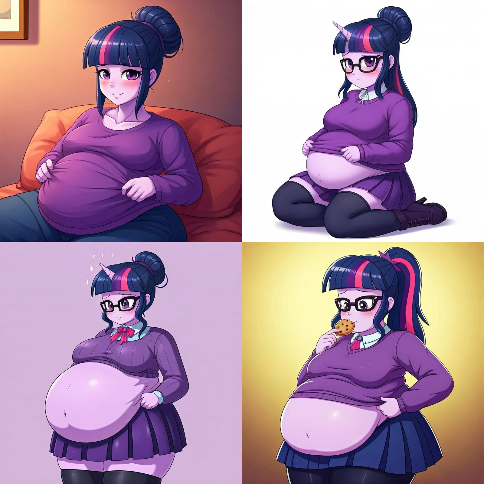 Cute, Overweight Twilight Sparkle with Shy Expression