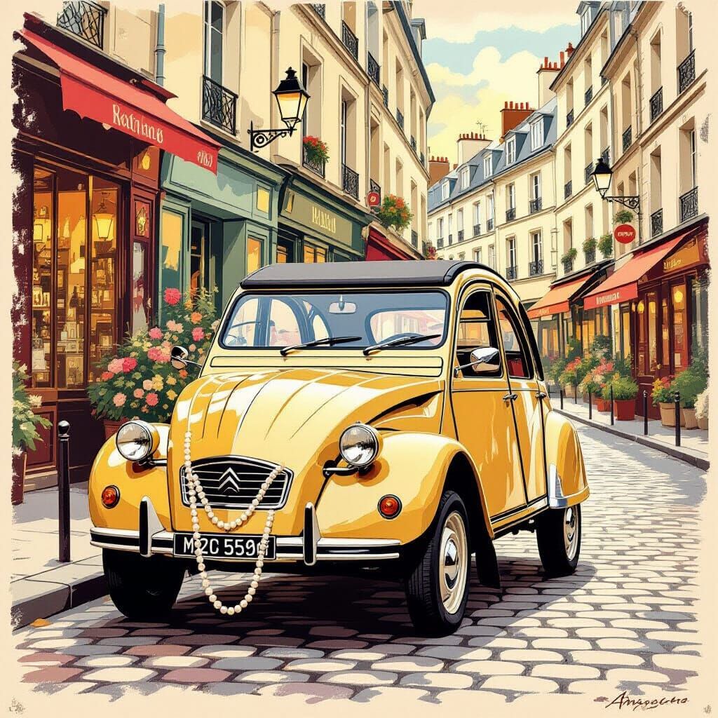 Vintage Citroën 2CV in Golden Parisian Light