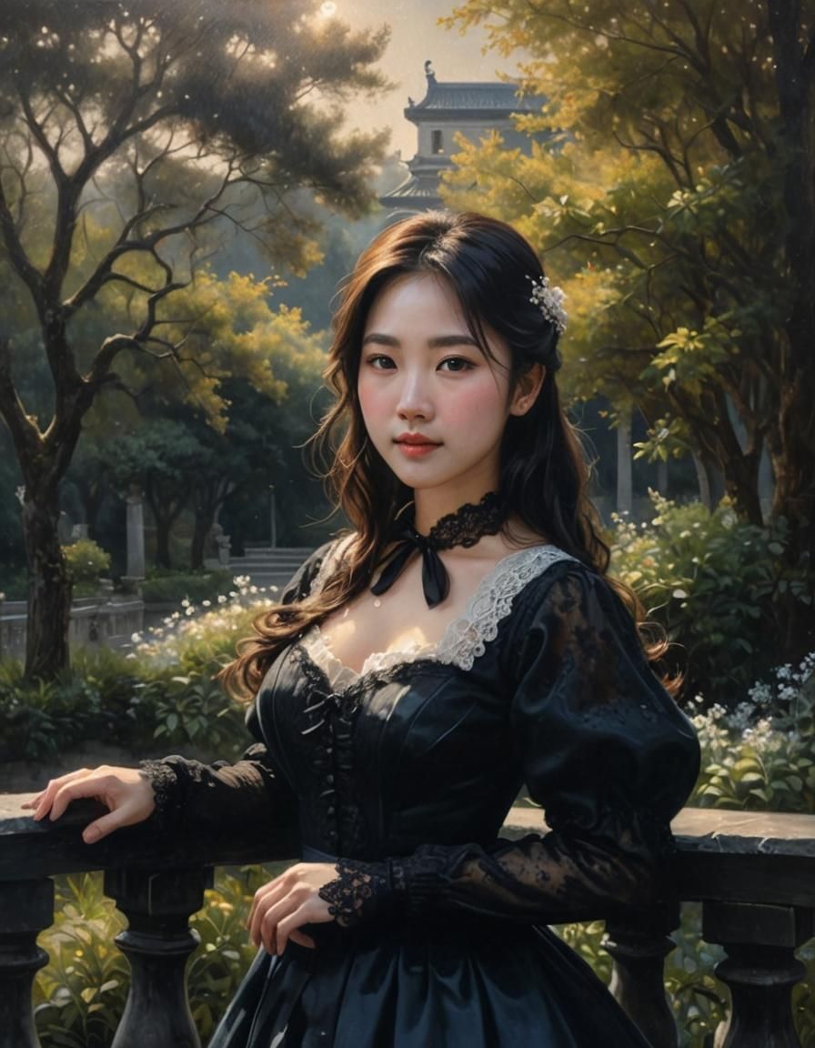 Korean Woman in Chiaroscuro Oil Painting