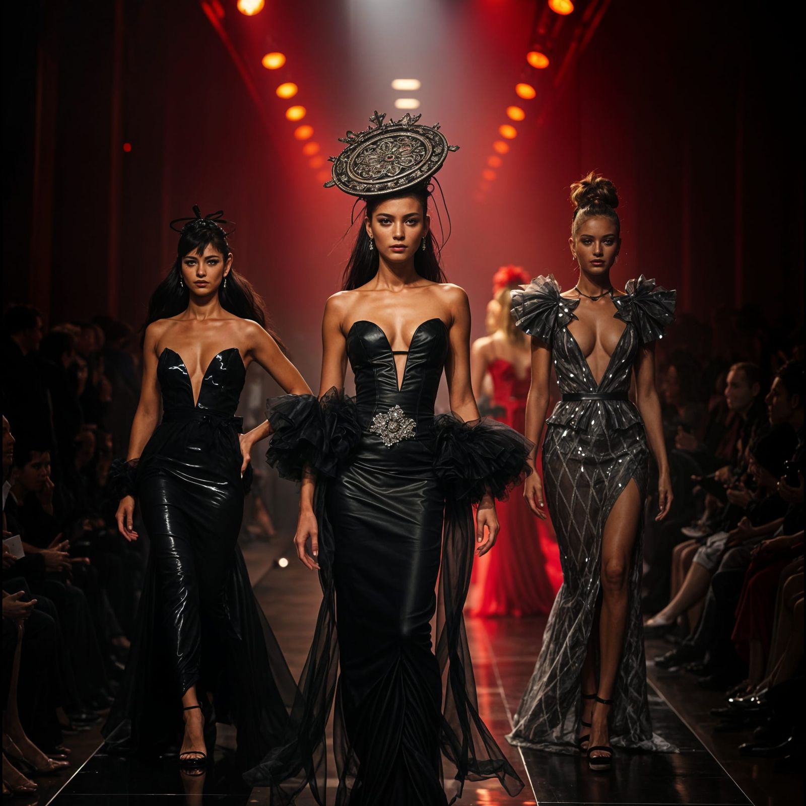 Dramatic Fashion Show on Catwalk in Film Still
