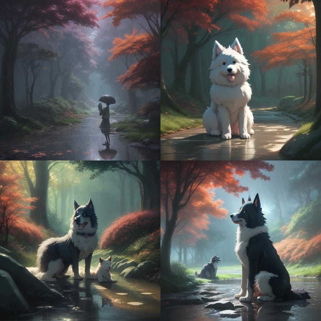 Fluffy Dog's Magical Autumn Quest: Ghibli Anime
